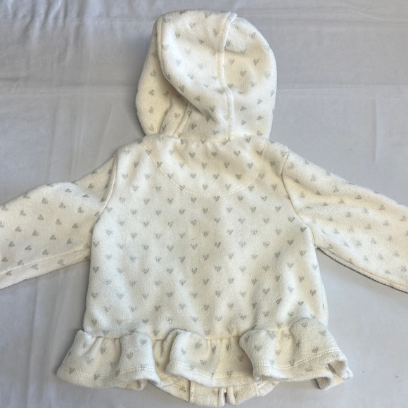 GAP White Baby fleece Hooded Jacket with ruffle hem - Picture 4 of 6
